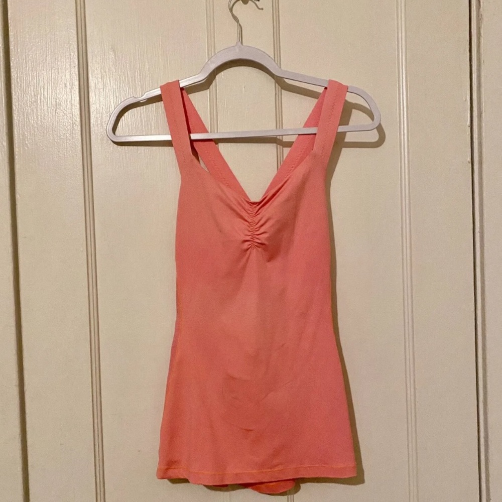 Lululemon Neon Orange Sweetheart Workout Tank Top
